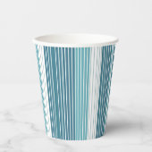 ティール(緑がかった色)ピンストライプのクリスマスパターン#28 ID1009 紙コップ (正面)