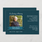 ティール（緑がかった色）ピンストライプ・バナー記念通知 招待状 (正面/裏面)