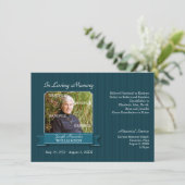 ティール（緑がかった色）ピンストライプ・バナー記念通知 招待状 (スタンド正面)