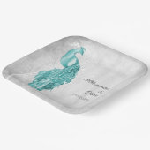 ティール(緑がかった色)ピーコックウェディングシャワー紙プレート ペーパープレート (傾斜あり)