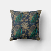 ティール(緑がかった色)ピーコックオンブルーと金ゴールド クッション (裏面)