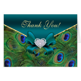 ティール（緑がかった色）ピーコックサンキューカード