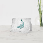 ティール(緑がかった色)ピーコックサンキューカード カード (裏面)