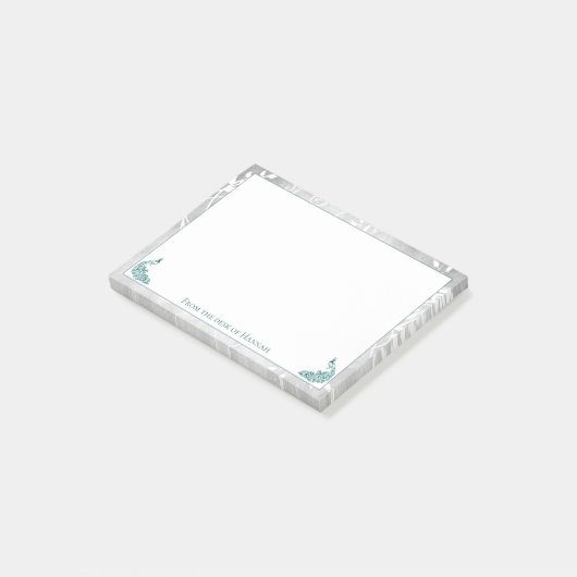 ティール（緑がかった色）ピーコックスのメモ ポストイット (アングル)