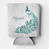 ティール（緑がかった色）ピーコックパーソナライズされたクーラーボックス 缶クーラー (正面)