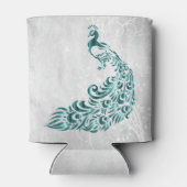 ティール（緑がかった色）ピーコックパーソナライズされたクーラーボックス 缶クーラー (裏面)