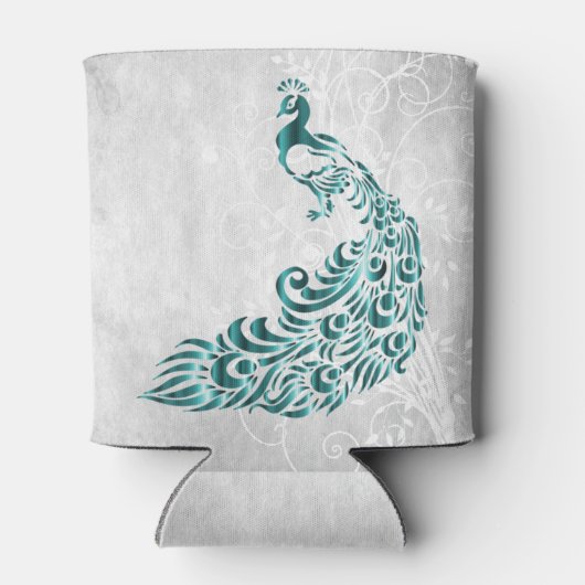 ティール（緑がかった色）ピーコックパーソナライズされたクーラーボックス 缶クーラー (裏面)