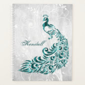 ティール（緑がかった色）ピーコックパーソナライズされたプランナー プランナー手帳 (正面)