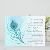 ティール（緑がかった色）ピーコックフェザー結婚式招待状 招待状 (スタンド正面)