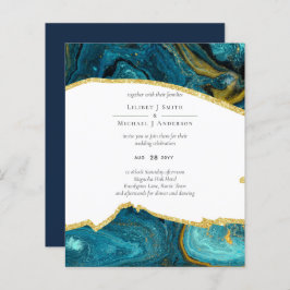 ティール（緑がかった色）ピーコックブルー金ゴールドアゲート結婚ト