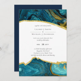 ティール（緑がかった色）ピーコックブルー金ゴールドアゲート結婚ト