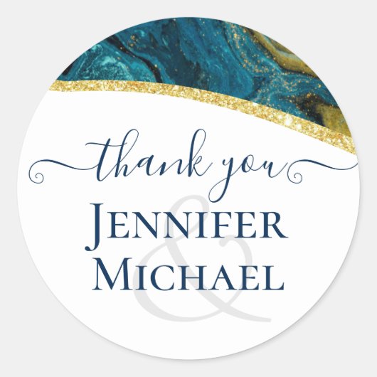 ティール（緑がかった色）ピーコックブルー金ゴールドアゲート結婚ト ラウンドシール (正面)