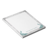 ティール（緑がかった色）ピーコックメモ帳 ノートパッド (アングル)