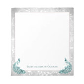 ティール（緑がかった色）ピーコックメモ帳 ノートパッド (正面)