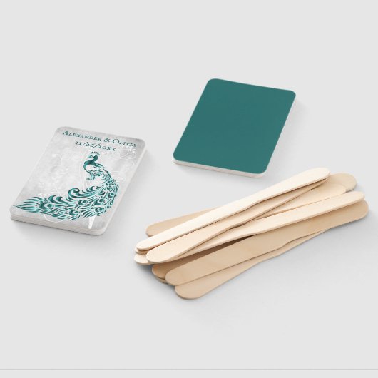 ティール(緑がかった色)ピーコックリーフつる植物ハンドファン ハンドファン (組立なし)