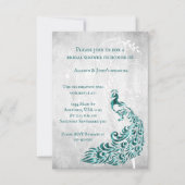 ティール(緑がかった色)ピーコックリーフつる植物ブライダルシャワー招待状 招待状 (正面)