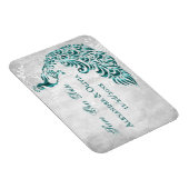 ティール(緑がかった色)ピーコックリーフつる植物日付磁石を保存 マグネット (右側)