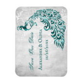 ティール(緑がかった色)ピーコックリーフつる植物日付磁石を保存 マグネット (縦)