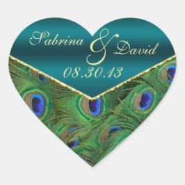 ティール（緑がかった色）ピーコック封筒用シール ハートシール