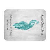 ティール（緑がかった色）ピーコック日付磁石を保存 マグネット (横)