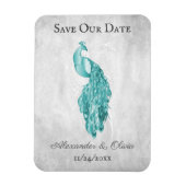 ティール(緑がかった色)ピーコック日付磁石を保存 マグネット (縦)