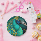 ティール（緑がかった色）ピーコック紙プレート ペーパープレート (パーティー)