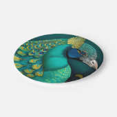 ティール（緑がかった色）ピーコック紙プレート ペーパープレート (アングル)