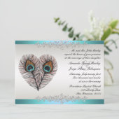 ティール(緑がかった色)ピーコック結婚式招待状 招待状 (スタンド正面)