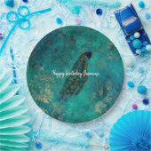 ティール（緑がかった色）ピーコック ペーパープレート (パーティー)