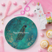 ティール（緑がかった色）ピーコック ペーパープレート (パーティー)