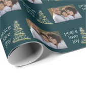 ティール(緑がかった色)ピースラブジョイフォトホリデーラッピング紙 ラッピングペーパー (ロールコーナー)