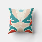 ティール(緑がかった色)ピーチオレンジブルゴーニュモダンダマスクピロー クッション (裏面)