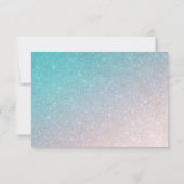 *~*ティール（緑がかった色）ピーチグリッタービーチAR4ウェディングRSVP 出欠カード (裏面)