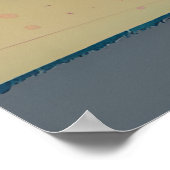 ティール(緑がかった色)&ピーチビーチマウンテンアンドアンブレラ ポスター (角)