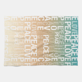 ティール（緑がかった色）ピーチ金ゴールドホワイトピースラブ        キッチンタオル