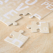 ティール(緑がかった色)ピーチ金ゴールドホワイトピースラブ ジグソーパズル (側面)