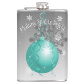 ティール（緑がかった色）ファンシークリスマスオーナメントフラスコ フラスク (正面)