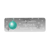 ティール（緑がかった色）ファンシークリスマスオーナメント住所 シール (正面)