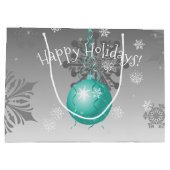 ティール（緑がかった色）ファンシークリスマスオーナメント抱き枕 ラージペーパーバッグ (裏面)