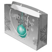 ティール（緑がかった色）ファンシークリスマスオーナメント抱き枕 ラージペーパーバッグ (裏面アングル)