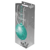 ティール（緑がかった色）ファンシークリスマスオーナメント抱き枕 ワインギフトバッグ (正面アングル)