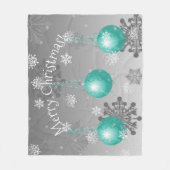 ティール（緑がかった色）ファンシー装飾毛布 フリースブランケット (正面)