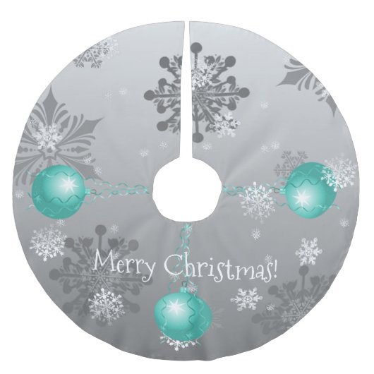 ティール(緑がかった色)ファンシー飾りツリースカート ブラッシュドポリエステルツリースカート (正面)