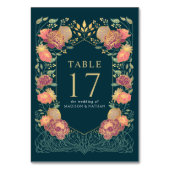 ティール（緑がかった色）ファンタジーエンチャント庭園の結婚式 テーブルナンバー (正面)