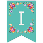 ティール（緑がかった色）フィエスタフローラシンコデマヨバンティンバナー バンティングフラッグ (第3の旗)