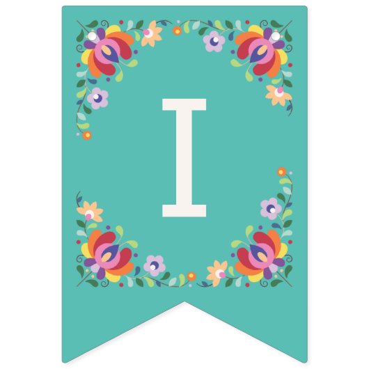 ティール（緑がかった色）フィエスタフローラシンコデマヨバンティンバナー バンティングフラッグ (第3の旗)