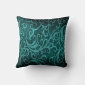 ティール(緑がかった色)フェイクエンボススワールレザー クッション (裏面)