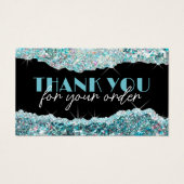 ティール（緑がかった色）フェイクグリッターシークイン割引カード (正面)