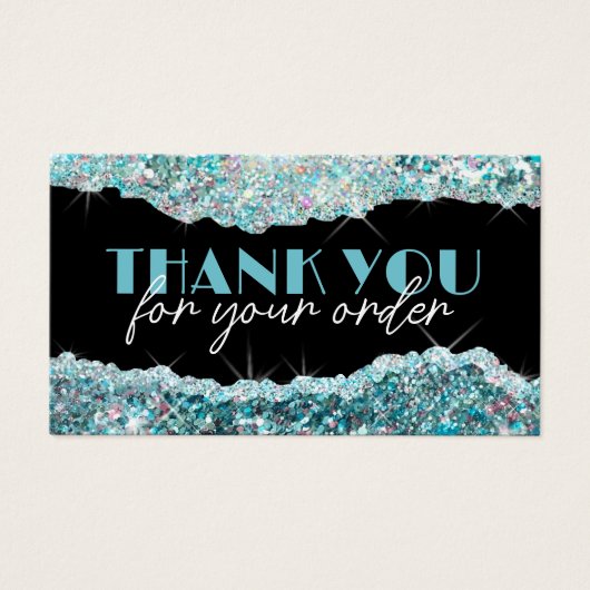 ティール（緑がかった色）フェイクグリッターシークイン割引カード (正面)