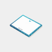 ティール（緑がかった色）フェイクグリッターバードバ縁どットとホワイト付き ポストイット (アングル)